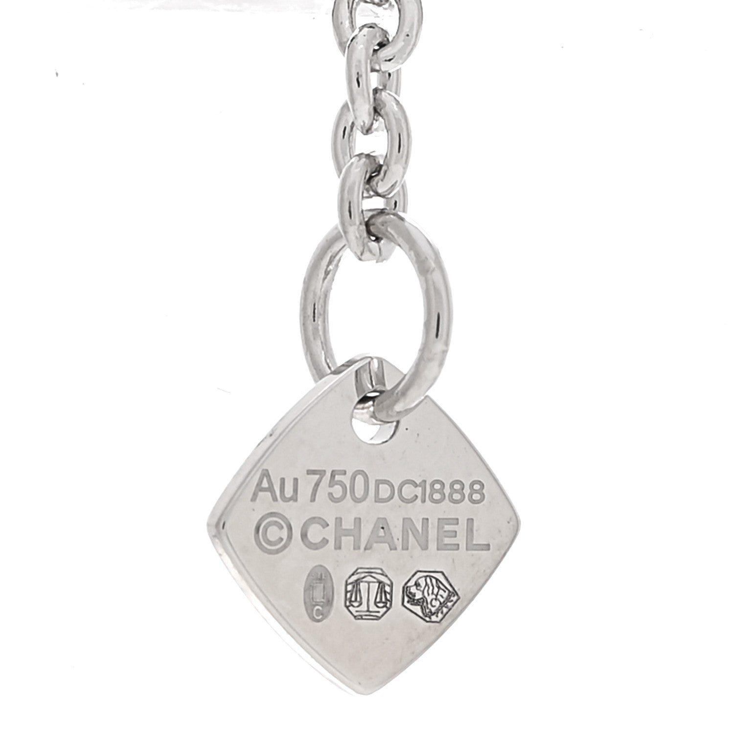 Chanel 18K White Gold Diamond Coco Crush C Necklace 5 of 6