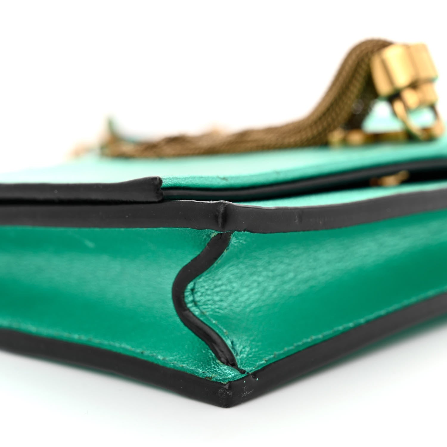 Saint Laurent Laminated Calfskin Classic Monogram Kate Tassel Chain Wallet Green 9 of 14
