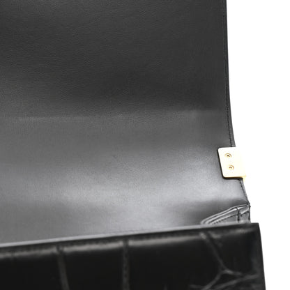 Chanel Calfskin Crocodile Embossed Graffiti Cocodile Medium Boy Flap Black 11 of 11