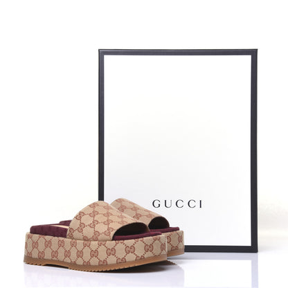 Gucci Canvas GG Monogram Angelina Platform Slide Sandals 36.5 Beige Ruggine 10 of 10