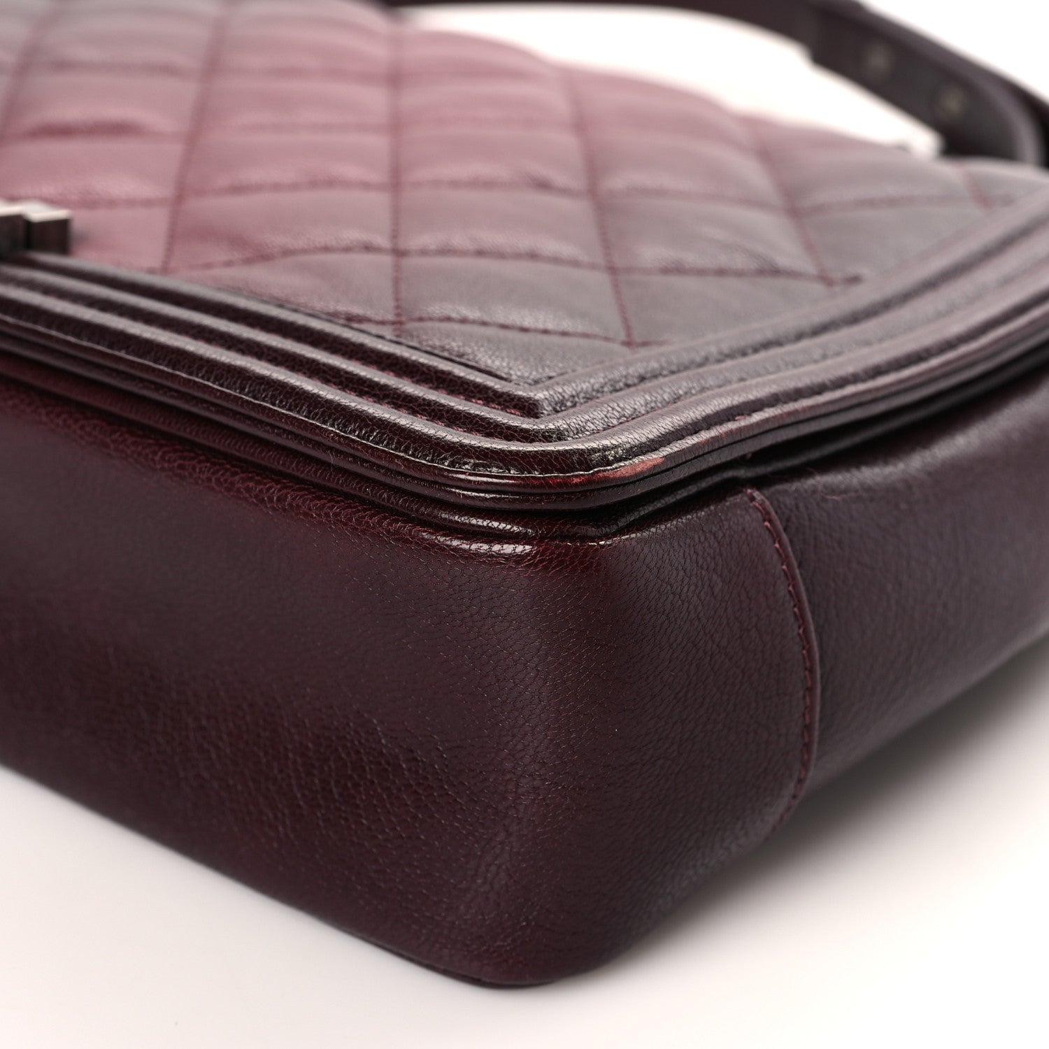 Chanel Goatskin Ombre Faded Quilted New Medium Boy Flap Burgundy 9 of 9
