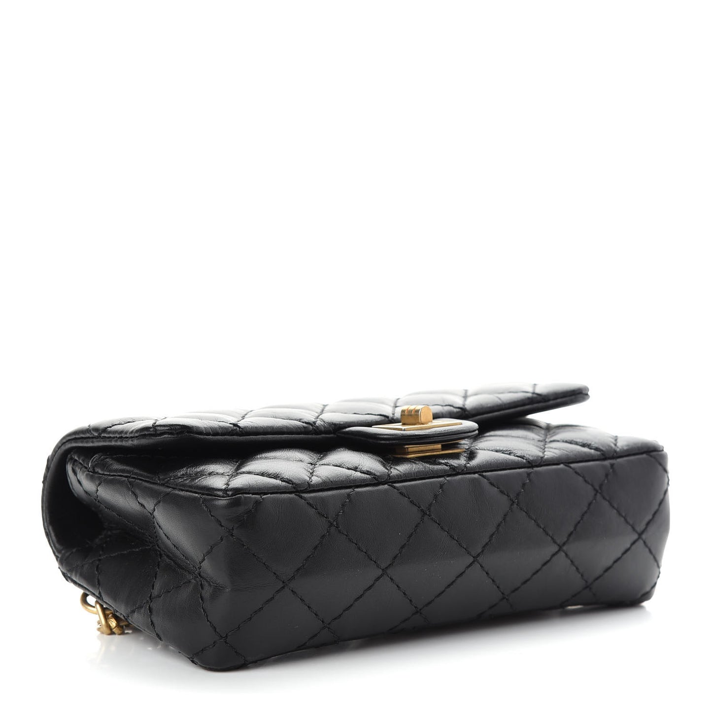 Aged Calfskin Quilted 2.55 Reissue Chain Waist Bag Black