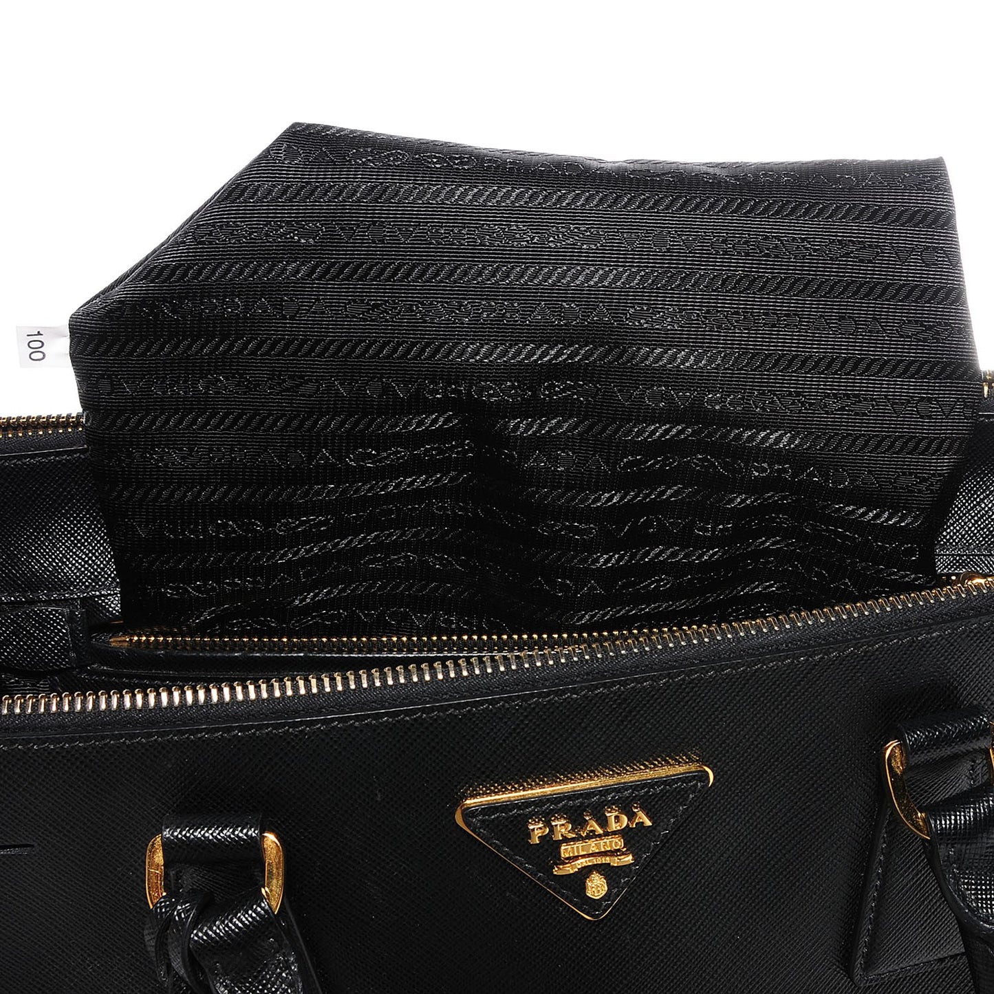 Saffiano Lux Medium Double Zip Tote Nero Black