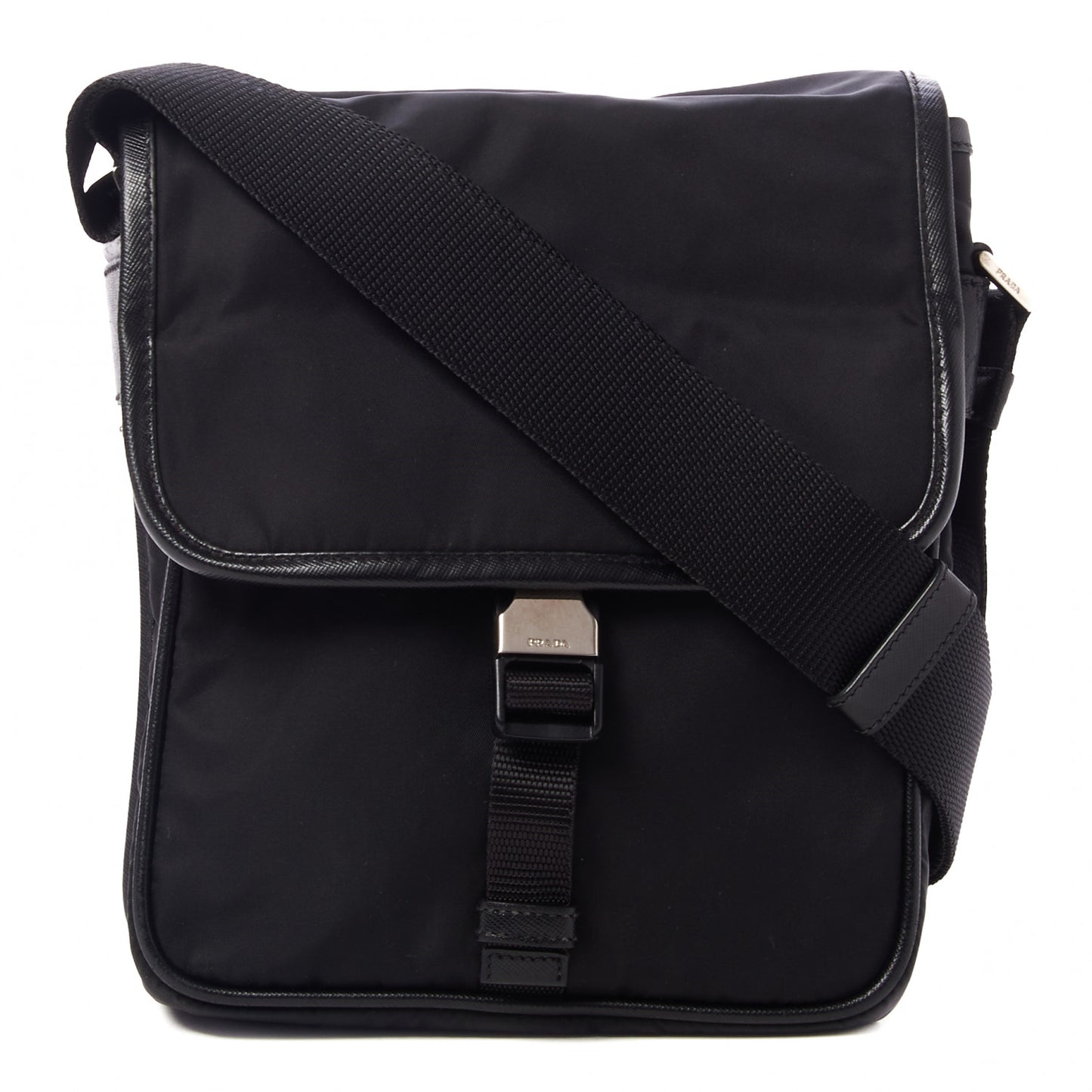 Tessuto Nylon Saffiano Messenger Satchel Black