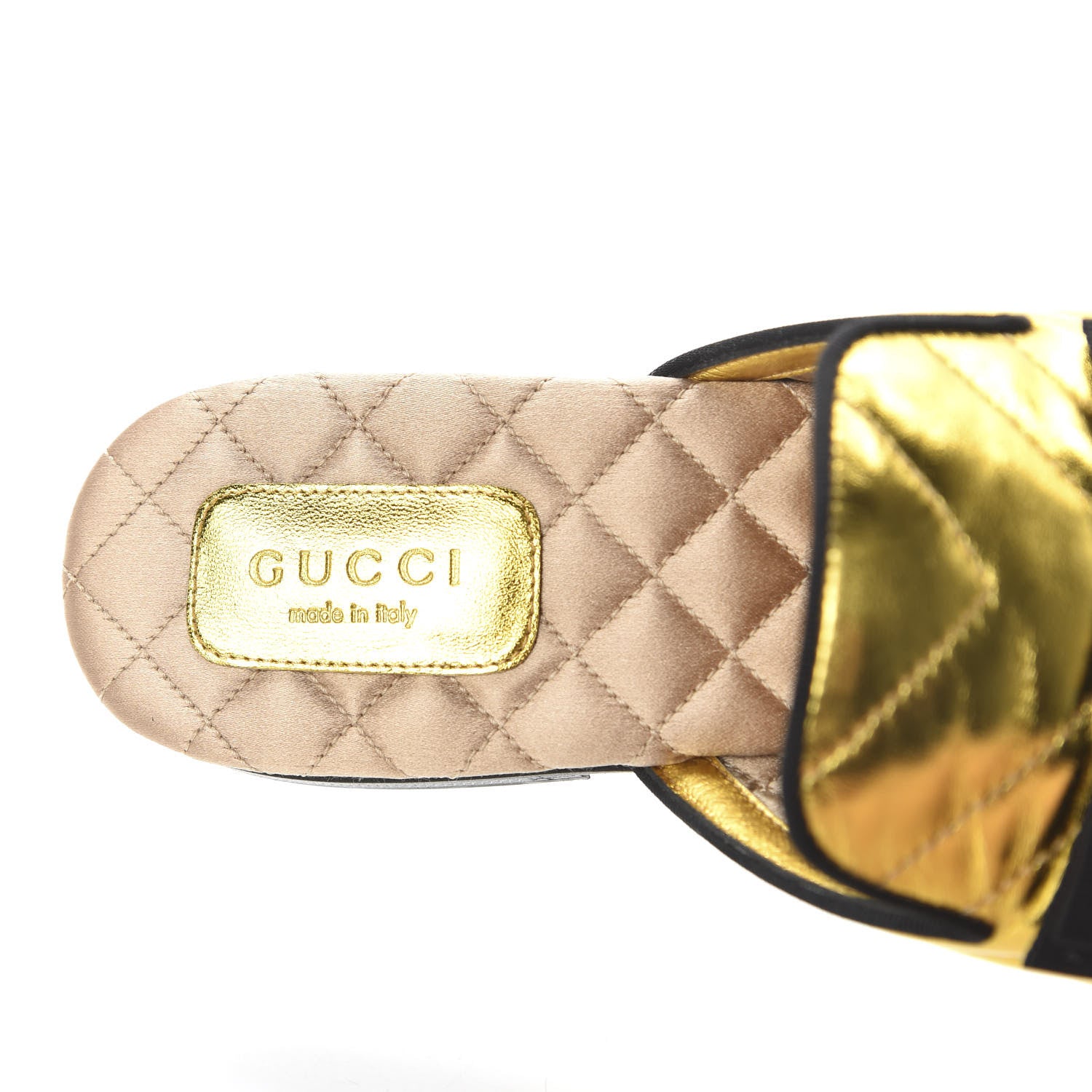 Gucci Metallic Nappa Quilted Womens Princetown Slippers 37 Gold 7 of 9
