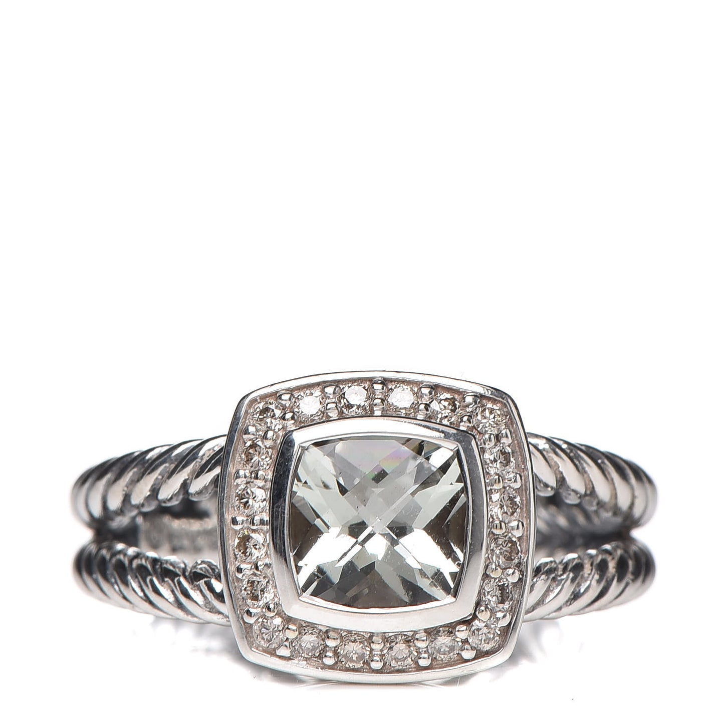 Sterling Silver Diamond Prasiolite 7mm Petite Albion Ring 54 7