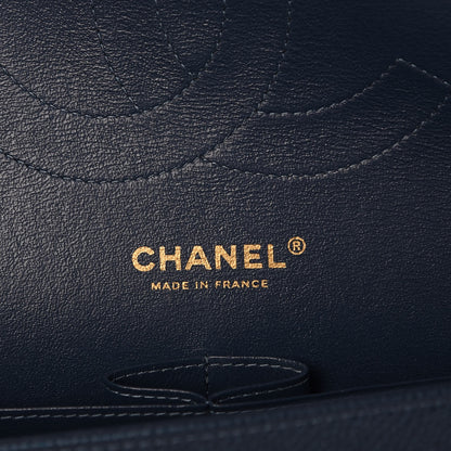 Chanel Metallic Caviar Jumbo Double Flap Blue 6 of 9