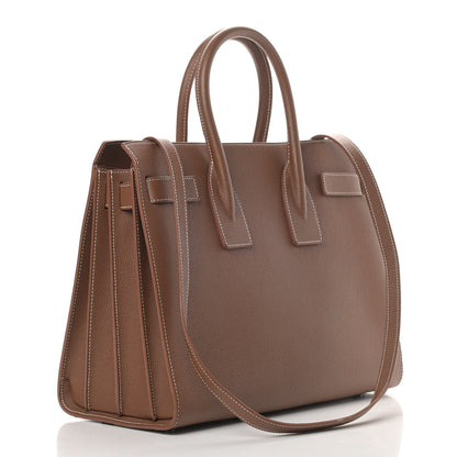 Saint Laurent Grained Calfskin Topstitch Small Classic Sac De Jour Taupe 3 of 11