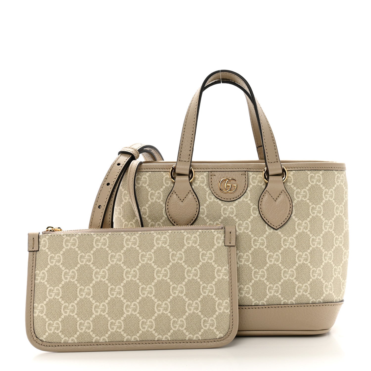 Gucci GG Supreme Monogram Textured Dollar Calfskin Mini Ophidia Shoulder Tote Bag Bag Beige Mystic White Oatmeal 3 of 11