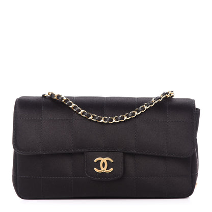 Chanel Satin Chocolate Bar Quilted Rectangular Mini Flap Black 1 of 10