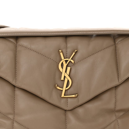 Saint Laurent Lambskin Quilted Medium Loulou Puffer Monogram Chain Satchel Dark Beige 8 of 12