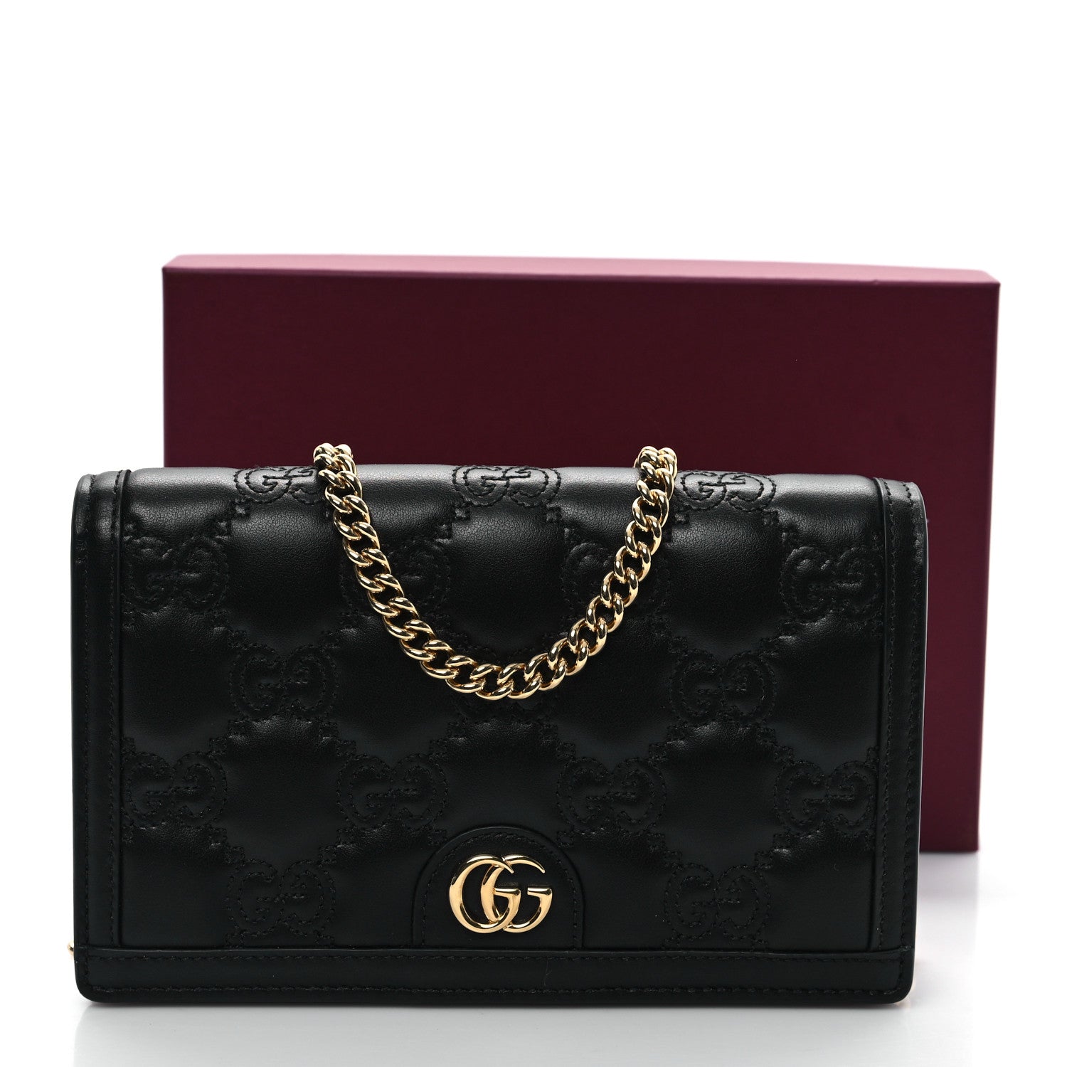 Gucci Calfskin GG Matelasse Chain Wallet Black 12 of 12