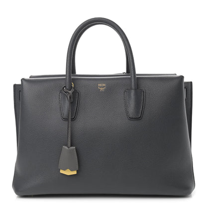 MCM Grained Calfskin Large Milla Tote Phantom Grey 1 of 14