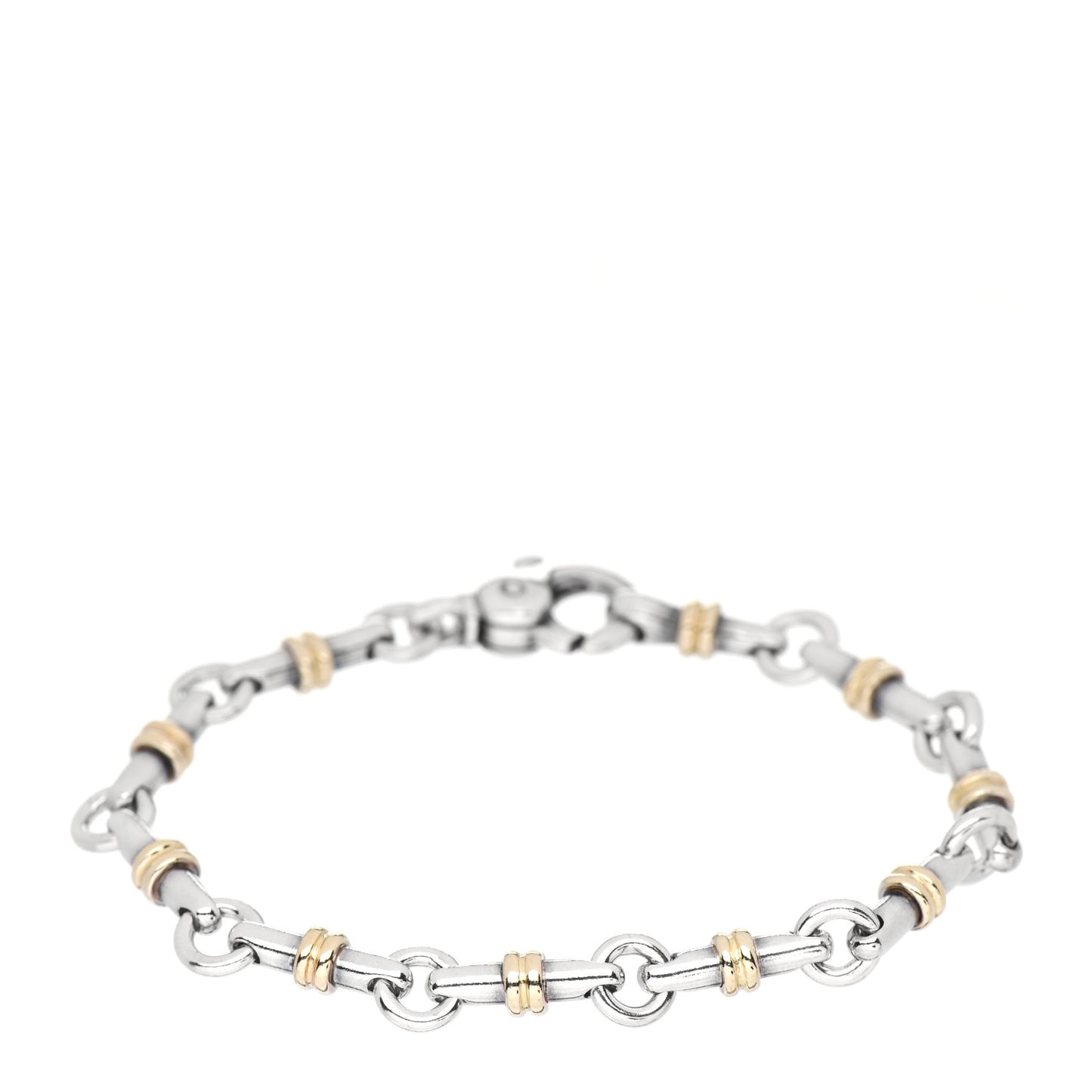 Sterling Silver 18K Yellow Gold Bar Link Bracelet
