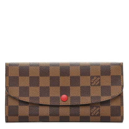 Louis Vuitton Damier Ebene Emilie Wallet Red 1 of 6
