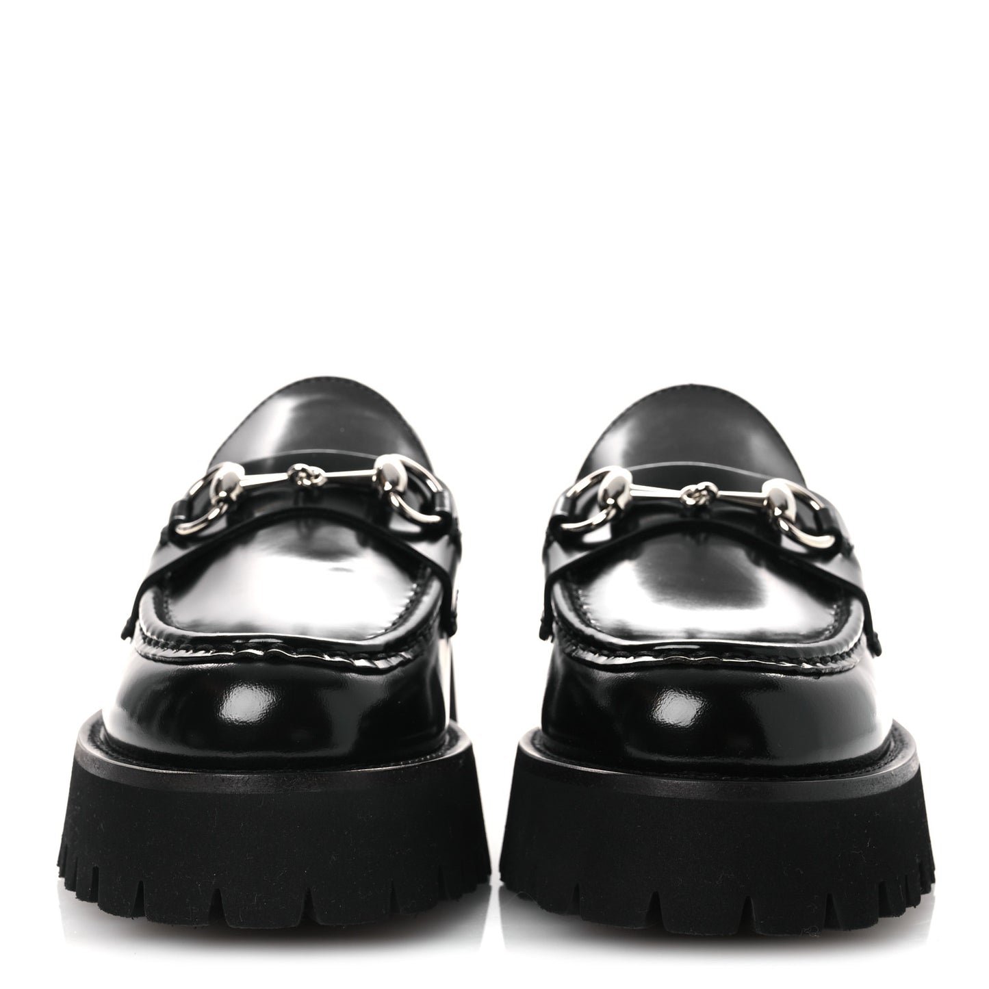 Cordovan Lux Womens Horsebit 45mm Platform Loafers 37.5 Black