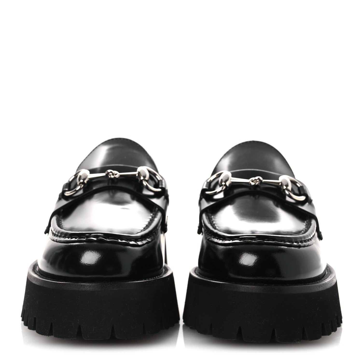 Gucci Cordovan Lux Womens Horsebit 45mm Platform Loafers 37.5 Black 3 of 12