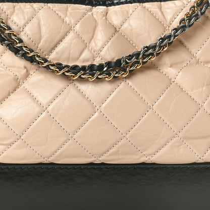Chanel Aged Calfskin Quilted Medium Gabrielle Hobo Beige Black 8 of 10