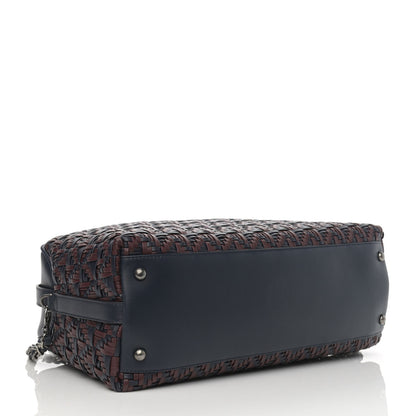 Chanel Calfskin Woven Bowling Bag Navy Blue 4 of 11