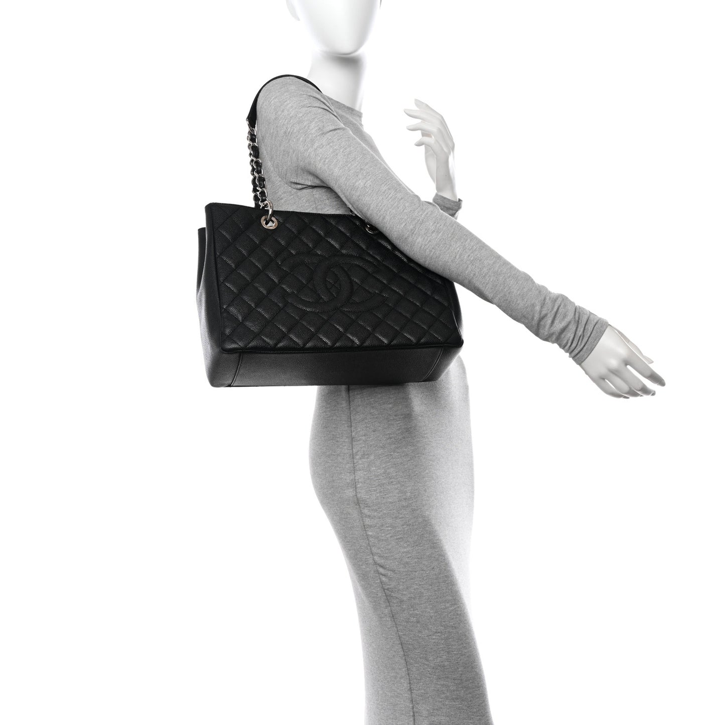Caviar Quilted Grand Shopping Tote GST Black