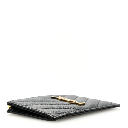 Saint Laurent Monogram Grain de Poudre 5 Fragments Zip Pouch Card Holder Black 4 of 6