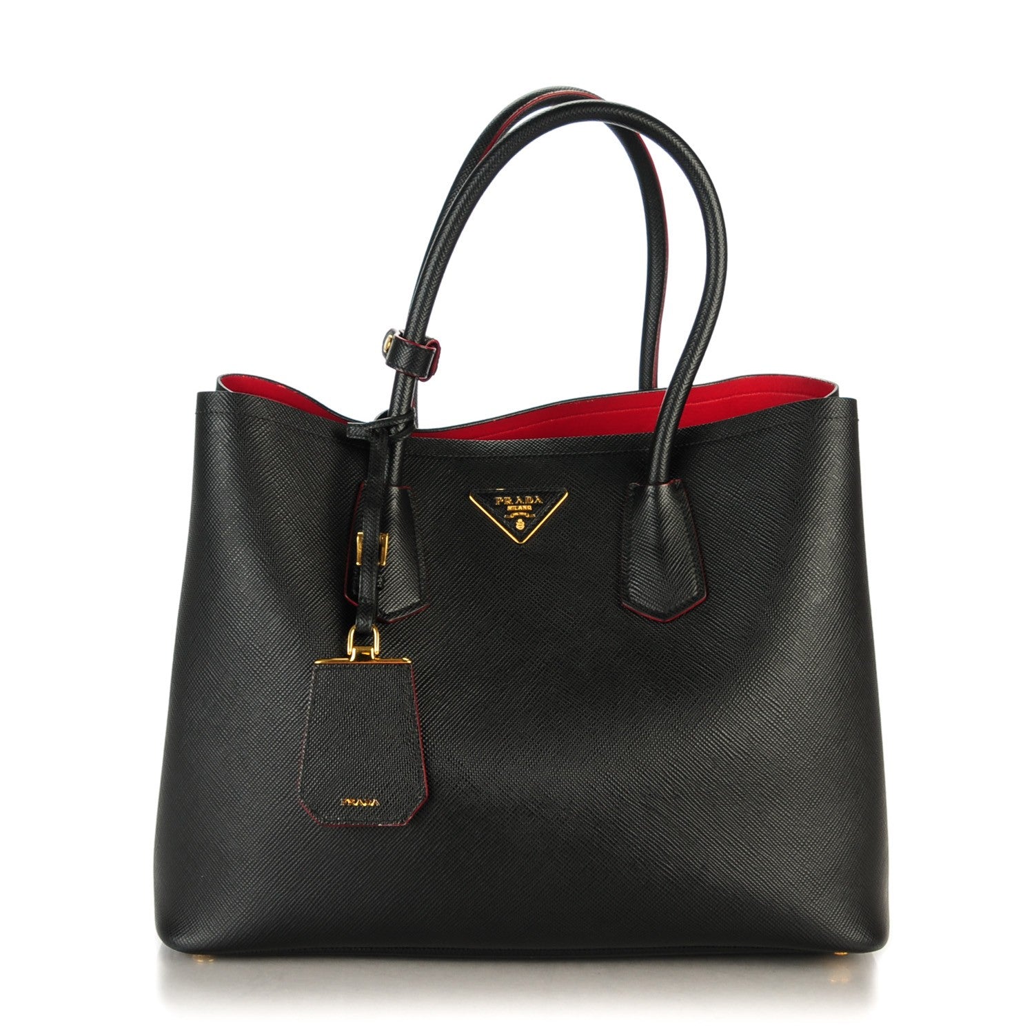 Prada Saffiano Cuir Large Double Bag Nero Black 1 of 7