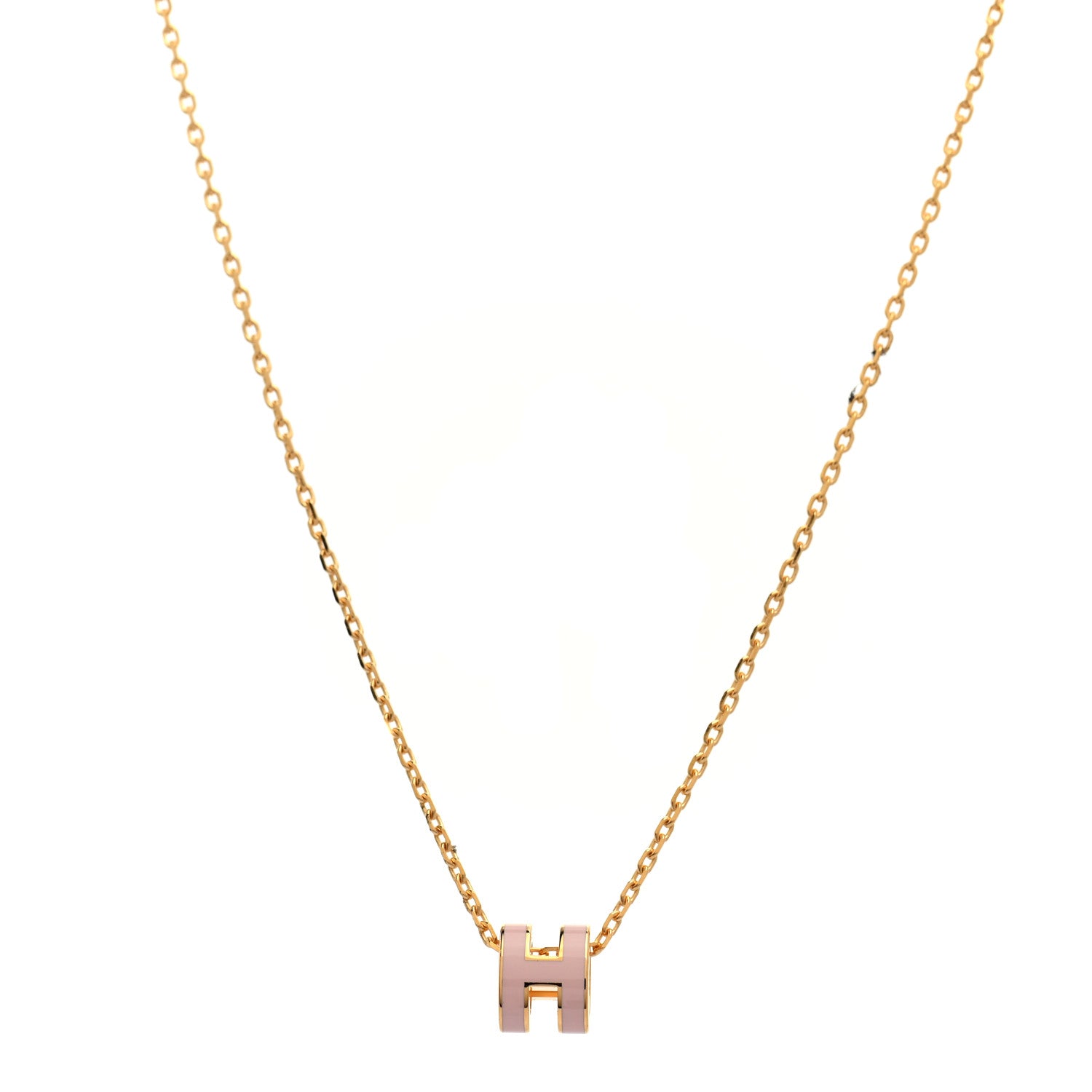 Hermes Lacquered Rose Gold Mini Pop H Pendant Necklace Rose Dragee 1 of 4