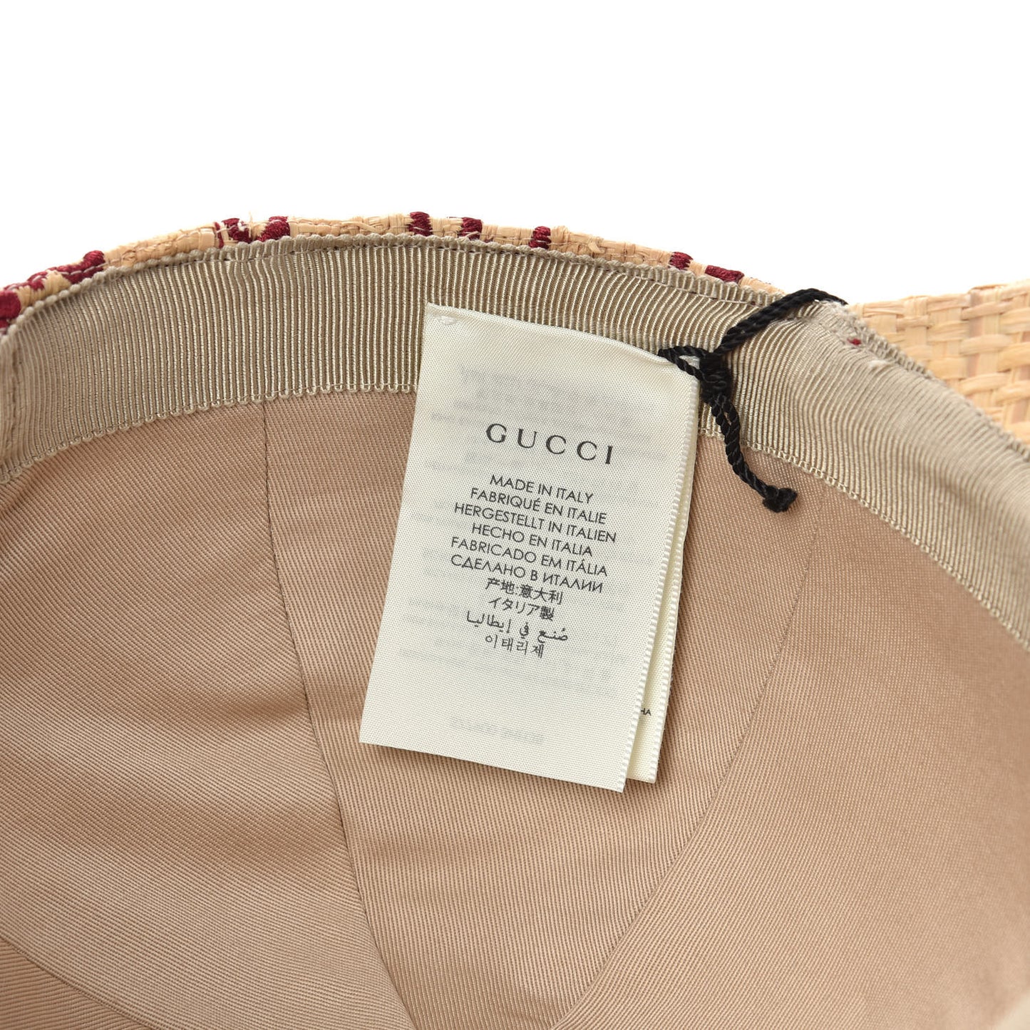 Raffia GG Monogram Elaphe Embroidered Aisha Baseball Hat S Ivory Bordeaux
