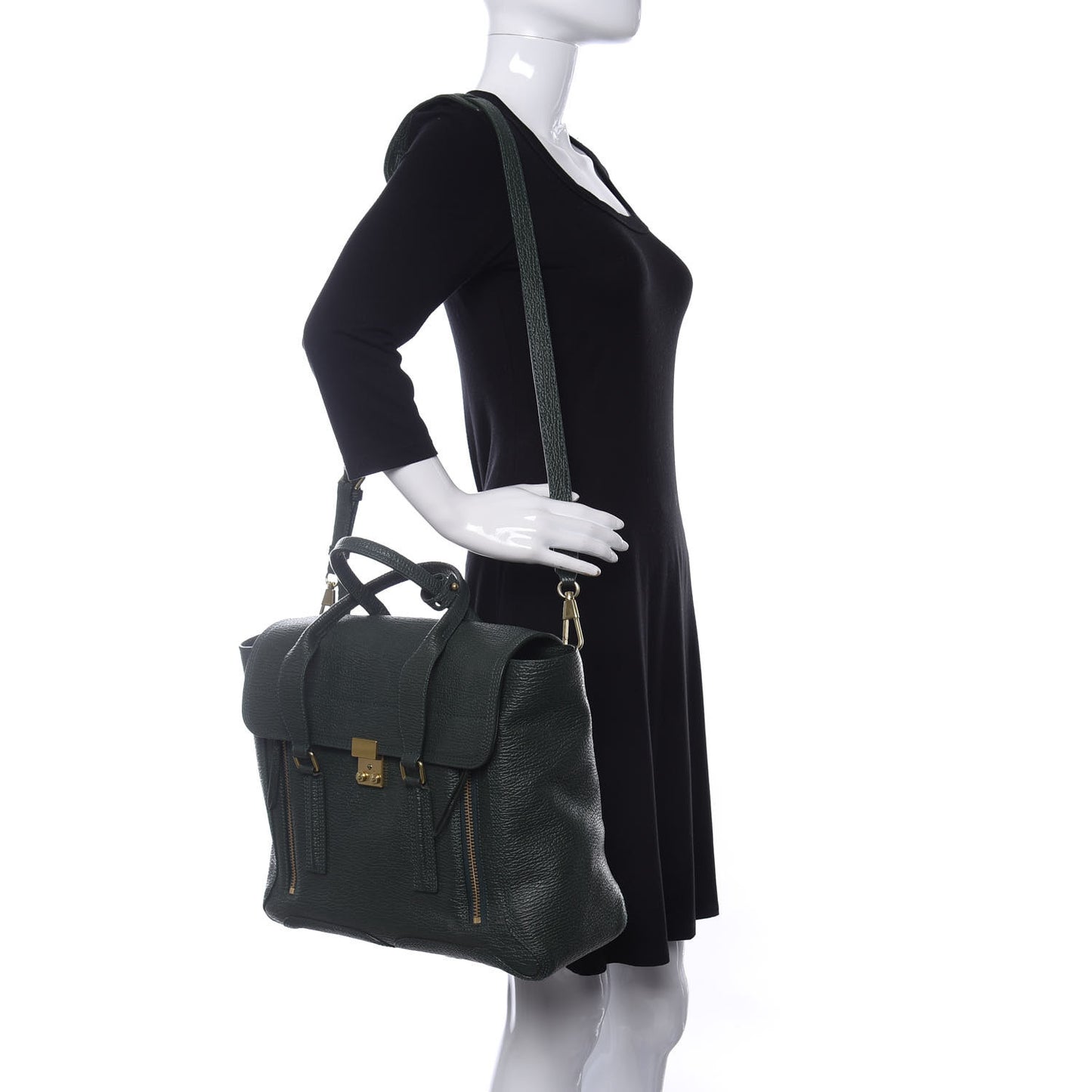 Textured Calfskin Large Pashli Satchel Jade