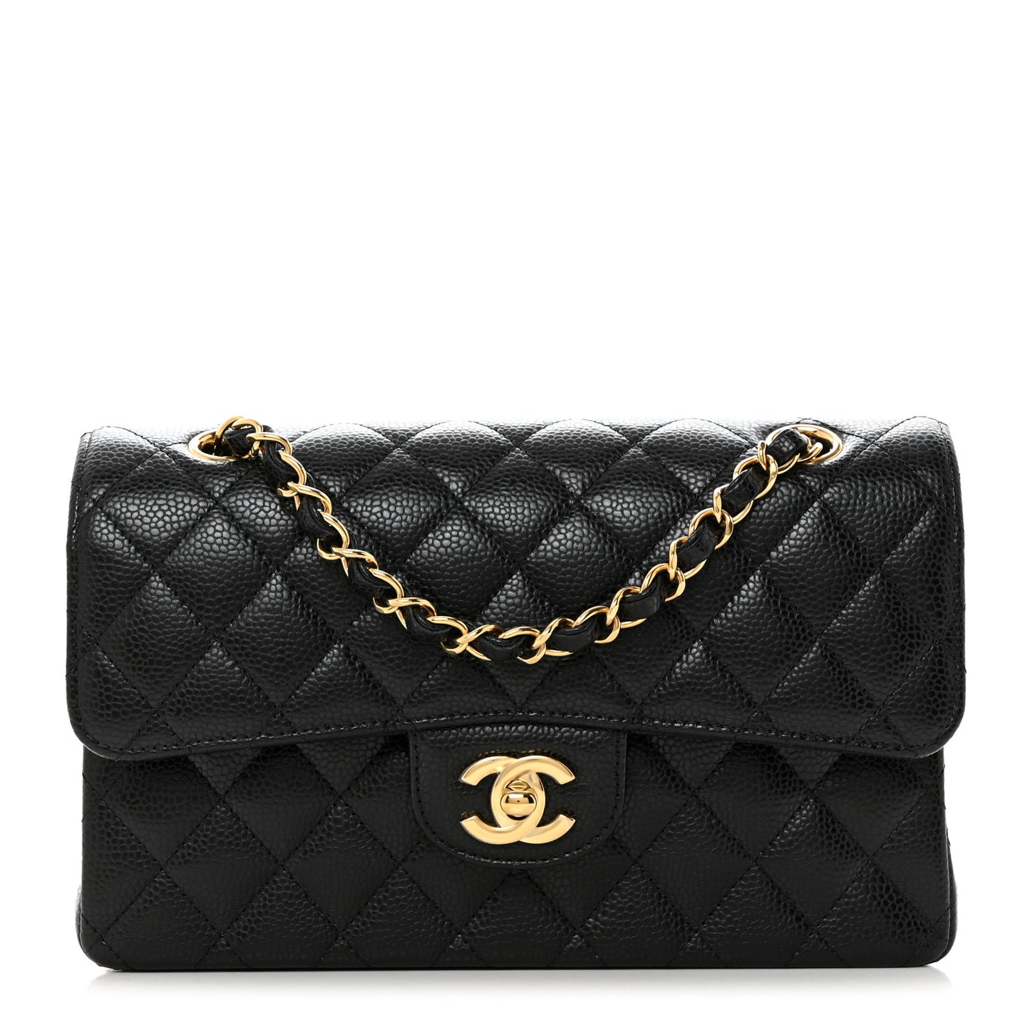 Caviar Quilted Small Double Flap Black