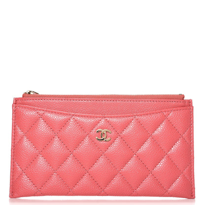 Chanel Iridescent Caviar Quilted Classic Zip Pouch Pink 1 of 8