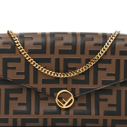 Fendi Vitello Soft F is Fendi Bi-Color FF 1974 Embossed Envelope Wallet On Chain with Pouches Maya Black 10 of 13