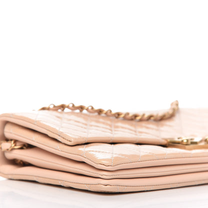 Chanel Patent Goatskin Quilted 3 Pocket Accordion Flap Beige 6 of 11