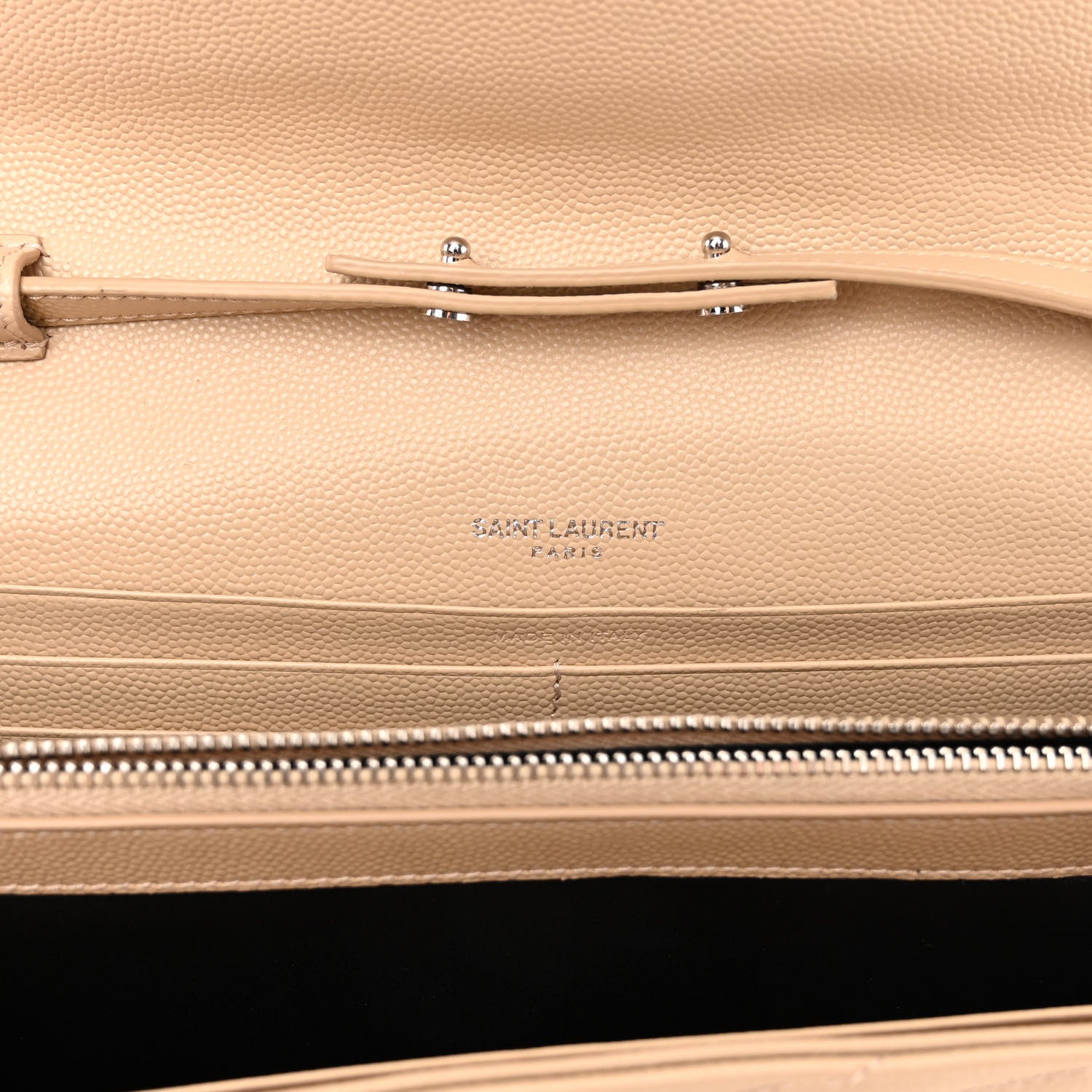 Saint Laurent Grain De Poudre Matelasse Chevron Cassandre Envelope Chain Wallet Nude Powder 6 of 9