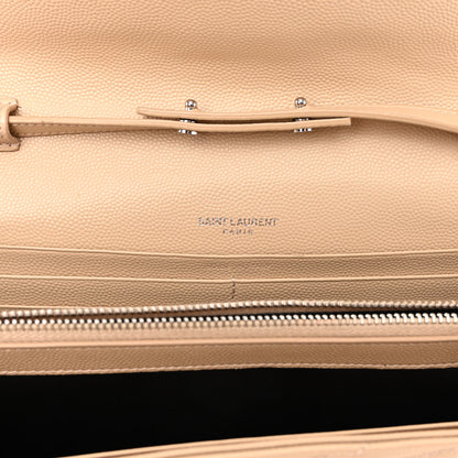 Saint Laurent Grain De Poudre Matelasse Chevron Cassandre Envelope Chain Wallet Nude Powder 6 of 9