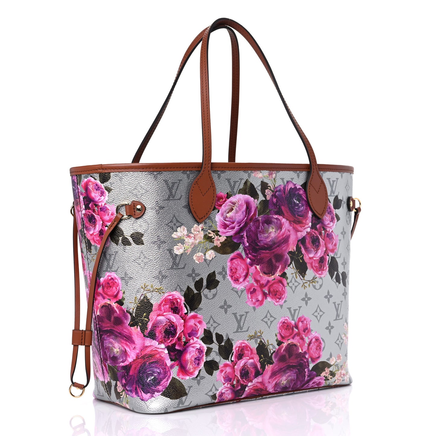 Metallic Monogram LV Garden Neverfull MM Silver