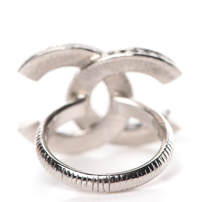 Chanel Crystal CC Ring 6.25 Silver Black 4 of 6