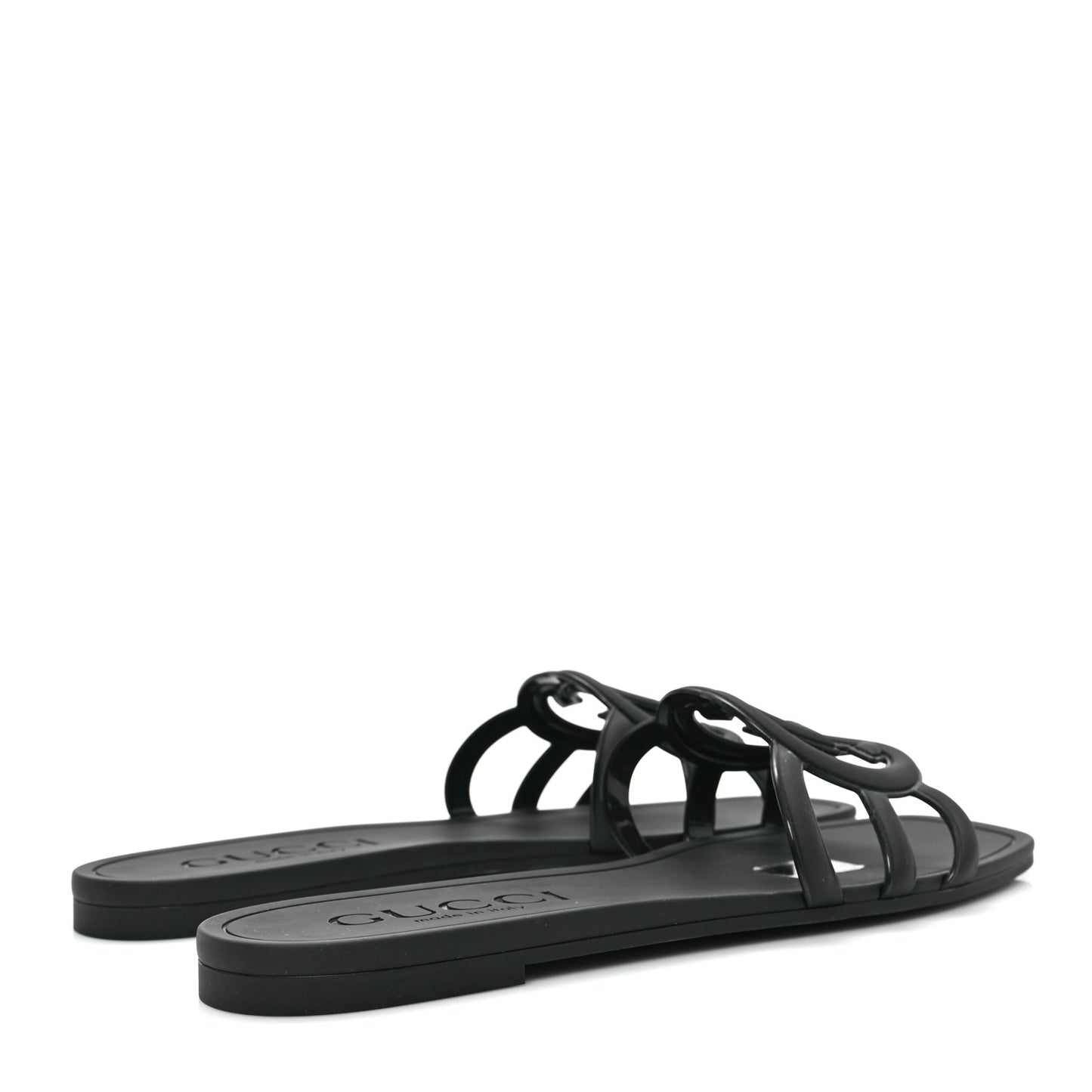 Rubber Womens Interlocking G Slide Sandals  39 Black