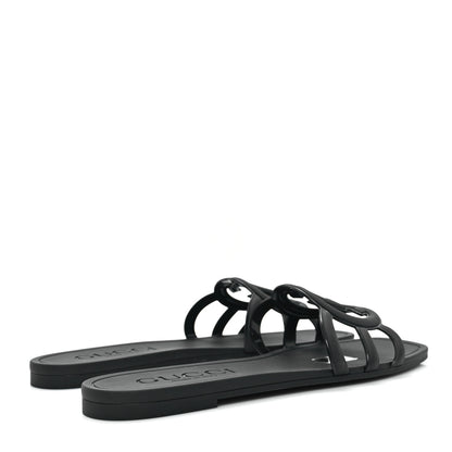 Gucci Rubber Womens Interlocking G Slide Sandals  39 Black 5 of 10
