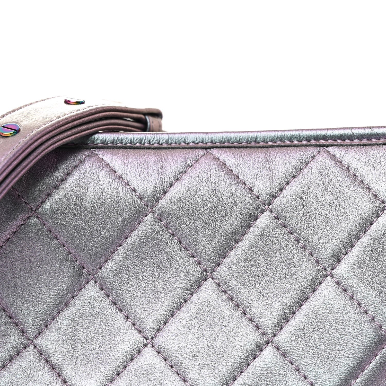 Chanel Iridescent Lambskin Calfskin Quilted Medium Gabrielle Hobo Light Purple 8 of 10