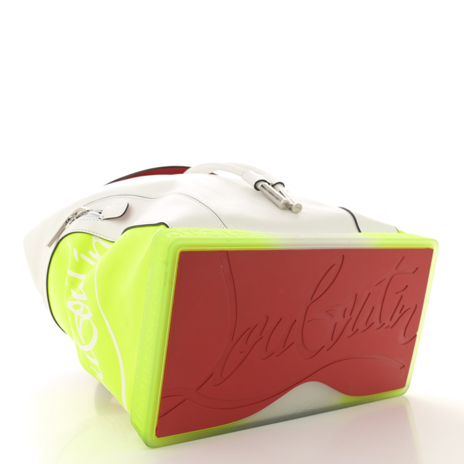 Christian Louboutin Calfskin Explorafunk Backpack Bianco Fluo Yellow 4 of 12