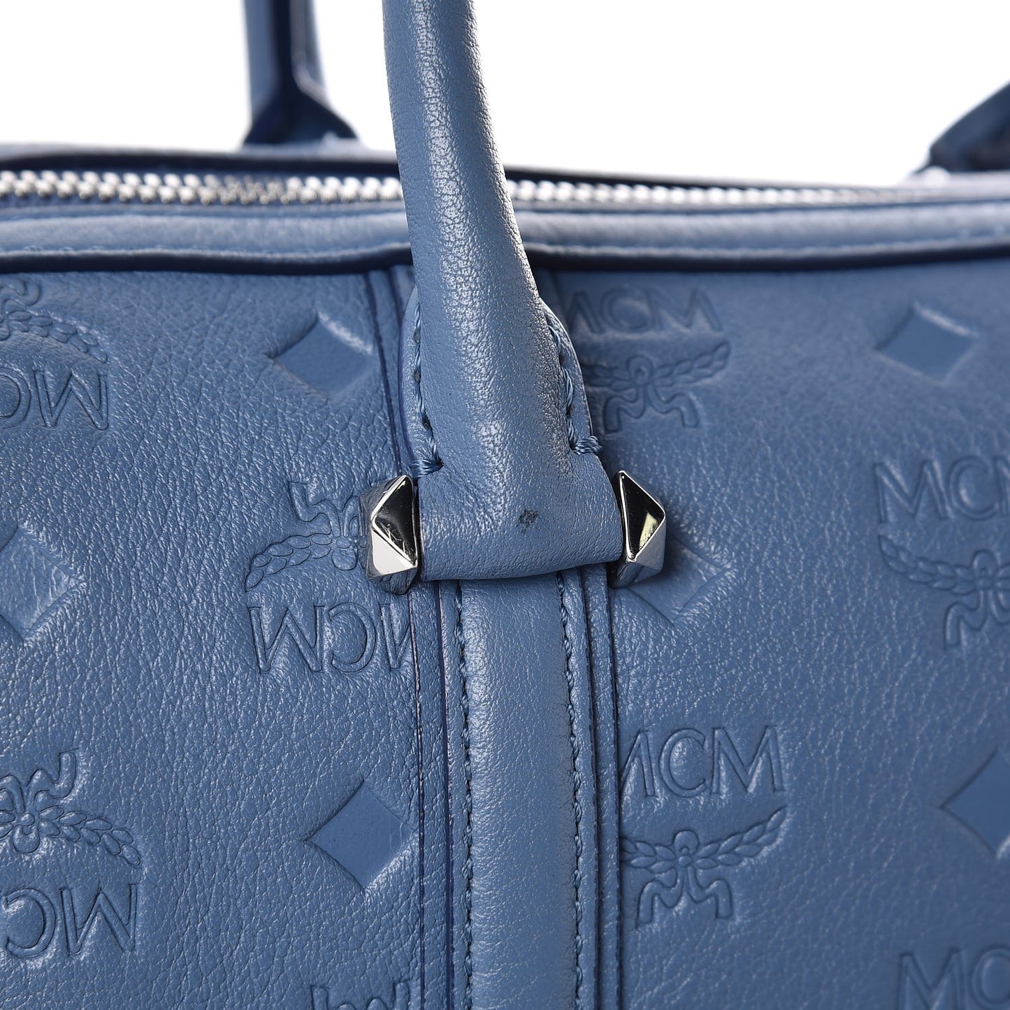 Calfskin Ottomar Monogram Small Boston Bag Blue