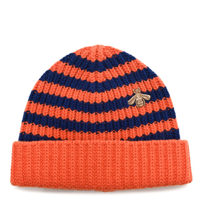 Gucci Wool Knit Bee Embroidered K2 Beanie Hat 58 Orange Blue 1 of 4