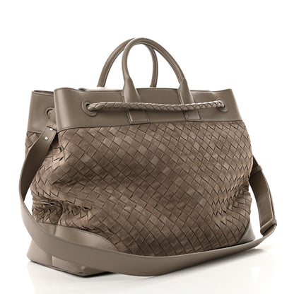 Bottega Veneta Suede Calfskin Intrecciato Andiamo Voyager Limestone 3 of 9