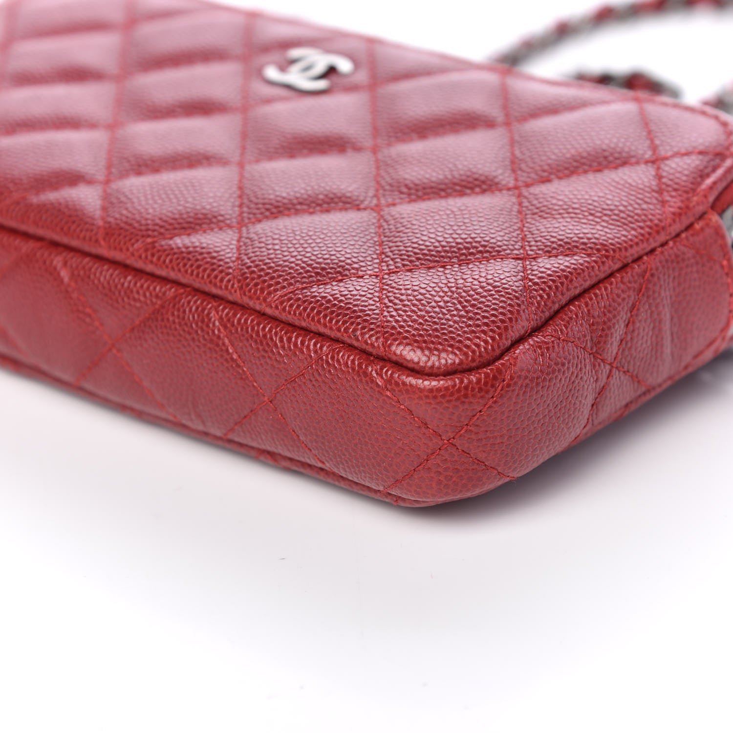 Chanel Iridescent Caviar Quilted Small Clutch With Chain Red 9 of 9
