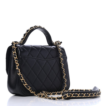 Chanel Lambskin Quilted Small Chain Infinity Top Handle Flap Black 2 of 4