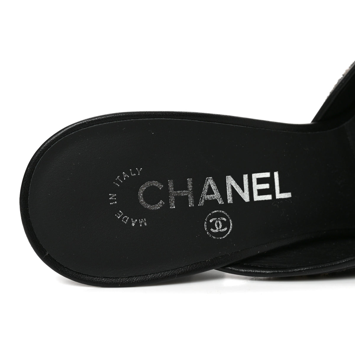 Chanel Pony Hair Lambskin Patent Calfskin Cap Toe Mules 39 Black White Green 7 of 8