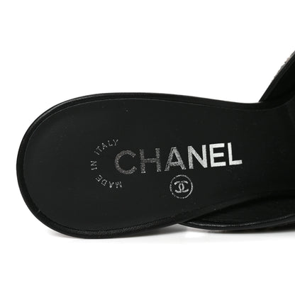 Chanel Pony Hair Lambskin Patent Calfskin Cap Toe Mules 39 Black White Green 7 of 8