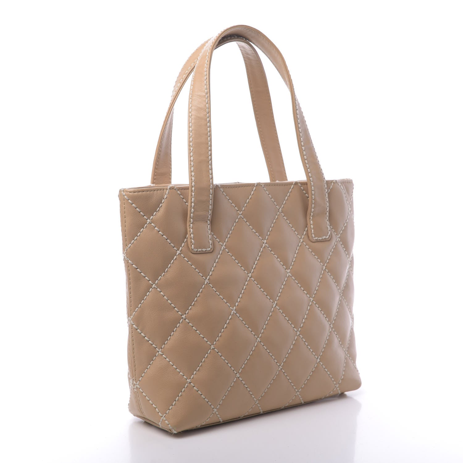 Chanel Calfskin Wild Stitch Tote Beige 4 of 12