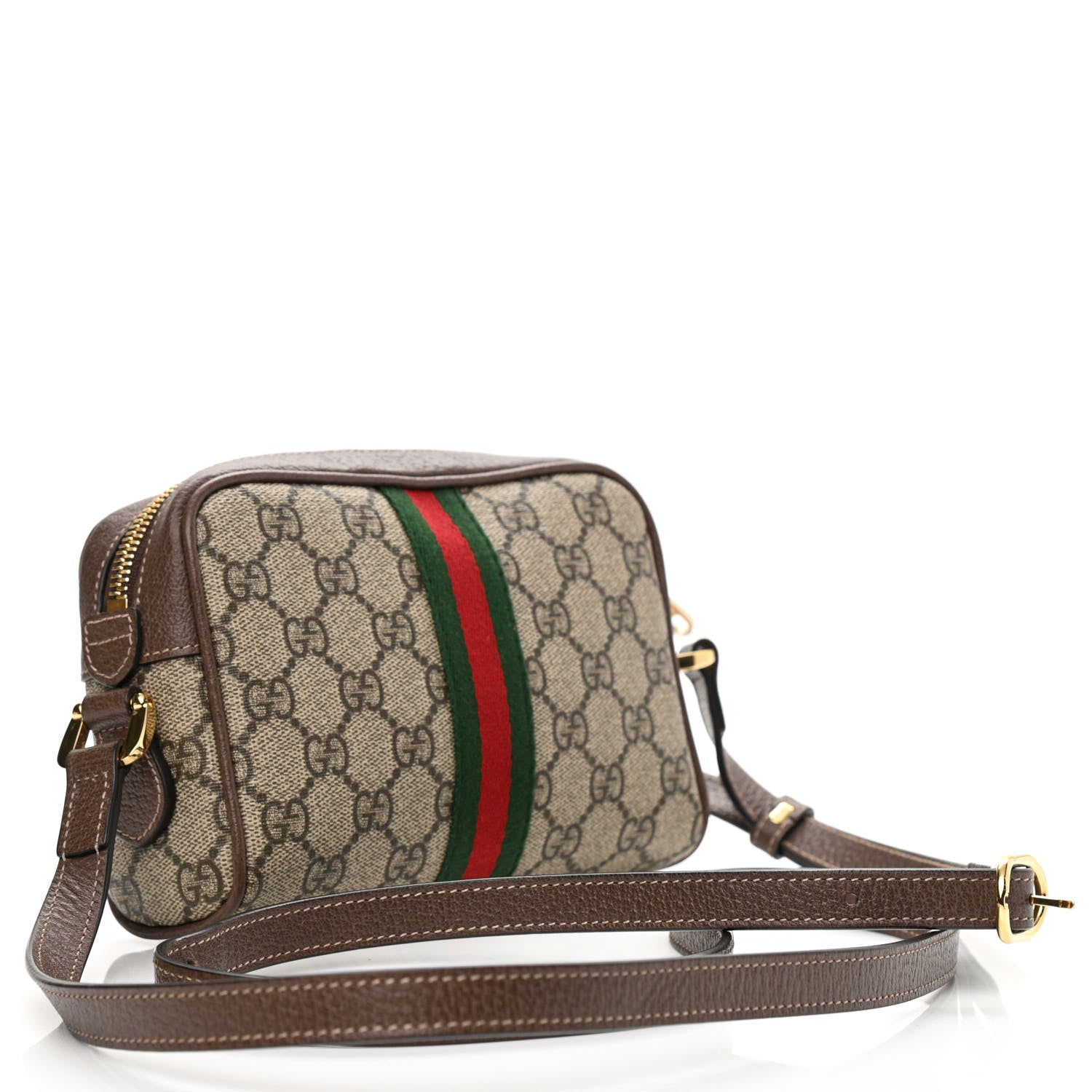 Gucci GG Supreme Monogram Web Mini Ophidia Shoulder Bag Brown 3 of 9